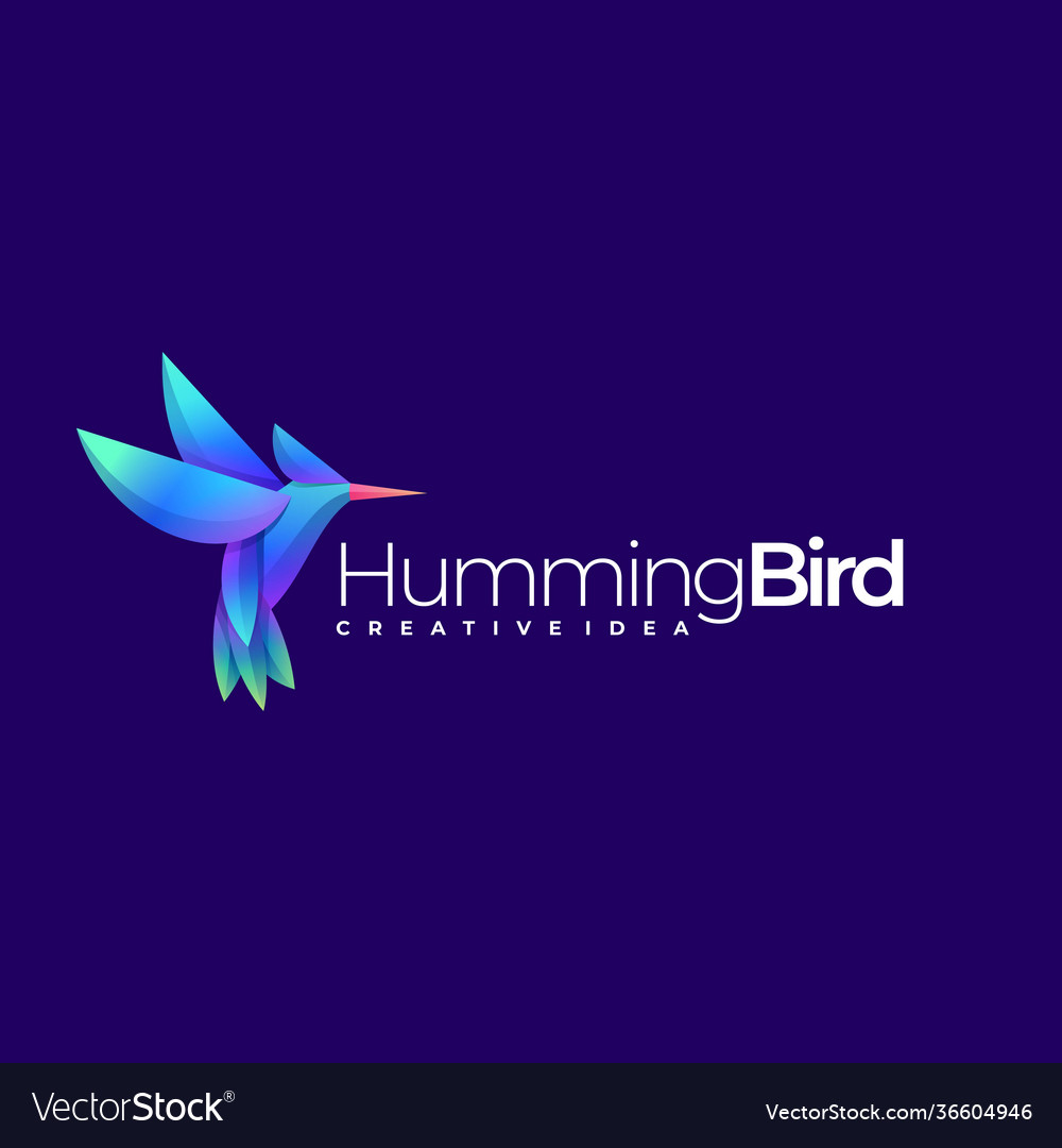 Logo humming bird gradient colorful style