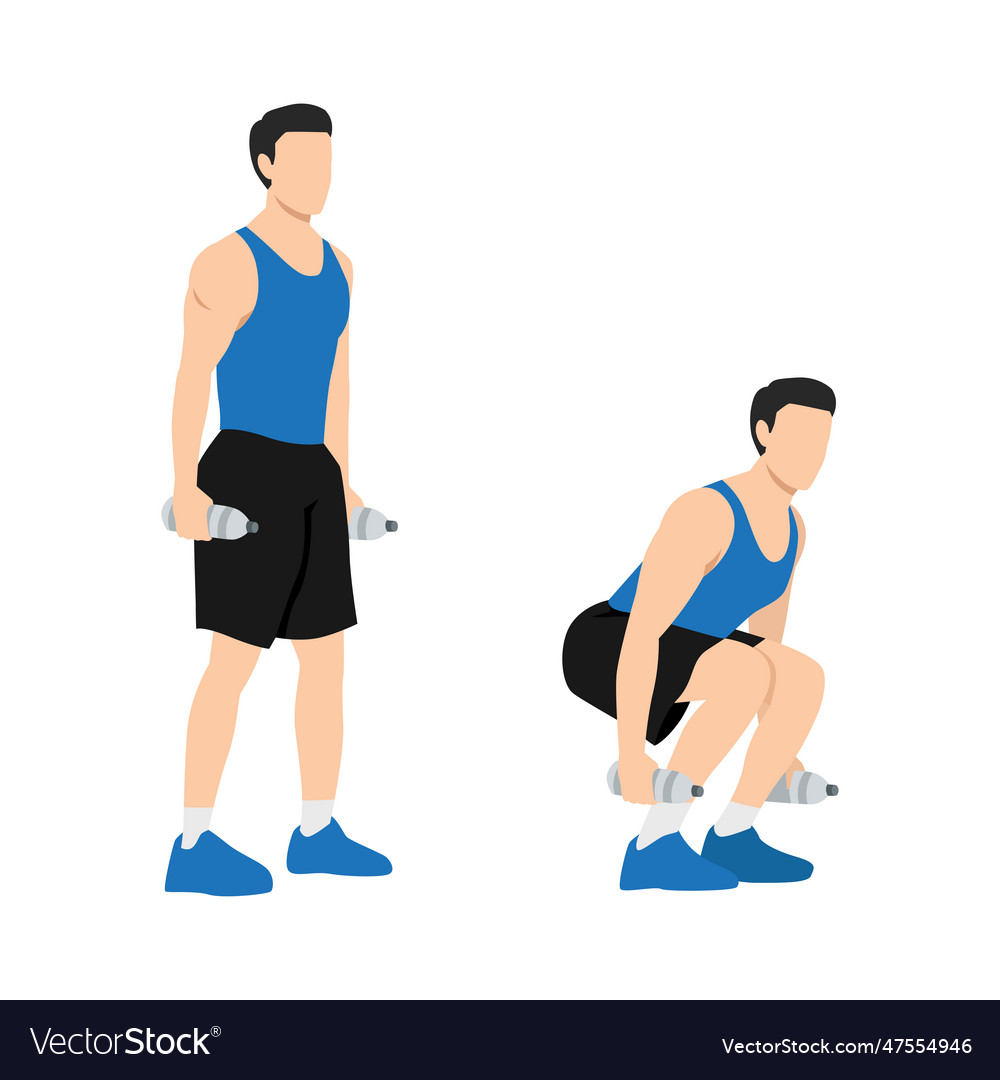 Man character doing water bottle squats exercise Vector Image