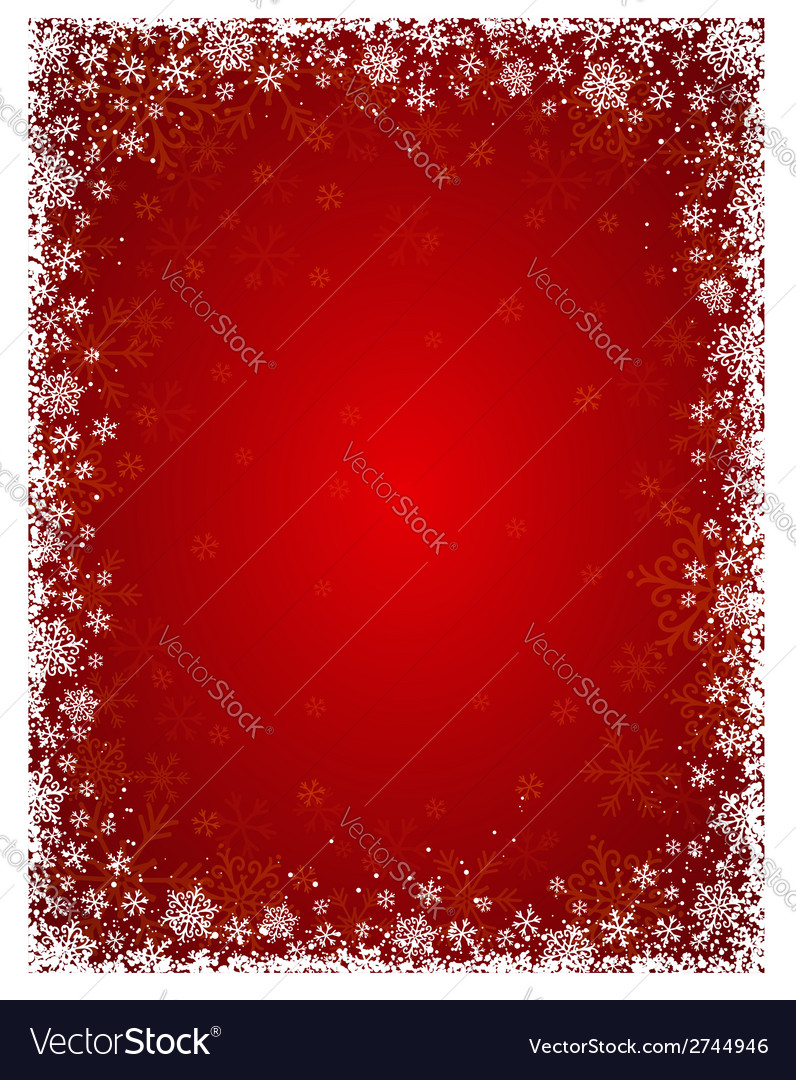 Red background with frame of snowflakes