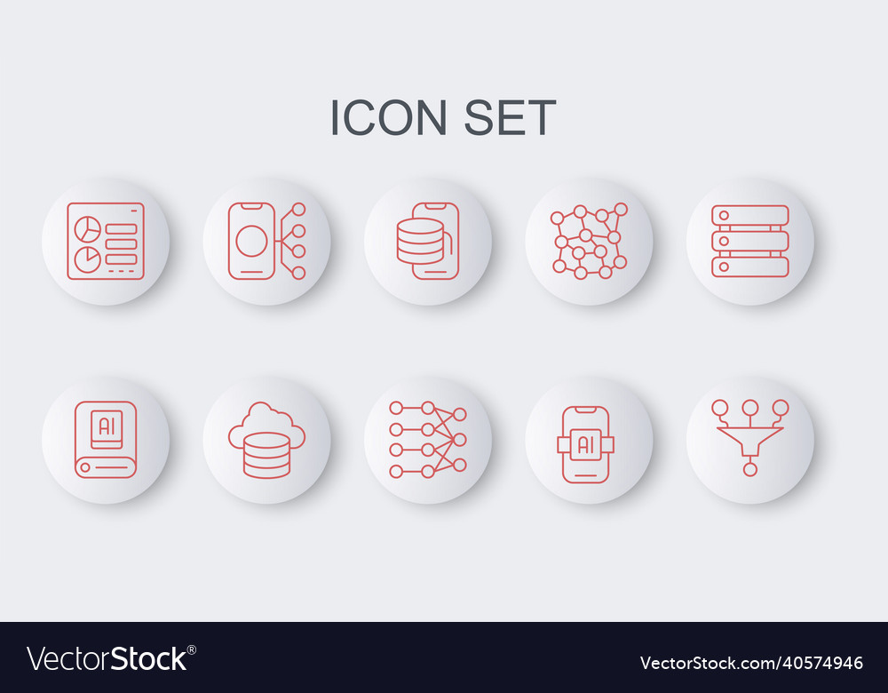 Set line funnel or filter artificial intelligence vector image Set line funnel or filter artificial intelligence