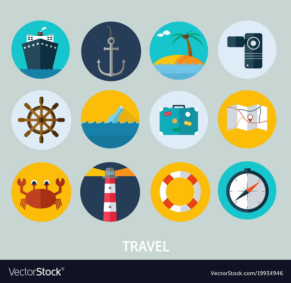 Travel Icons Flat Design Of Icons Royalty Free Vector Image