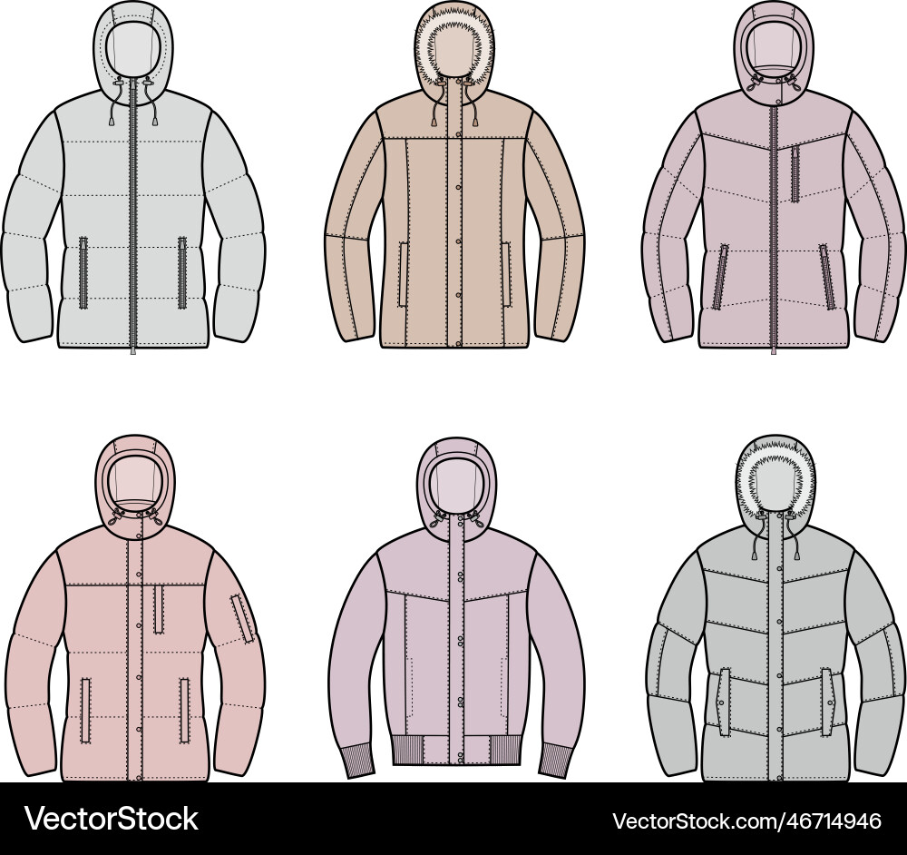Womens winter quilted down jacket Royalty Free Vector Image