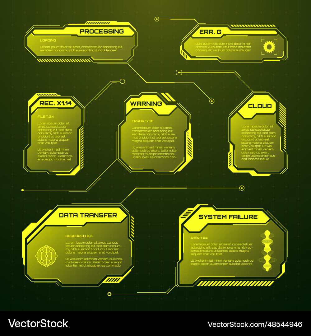 Yellow futuristic hud ui elements sci-fi user Vector Image