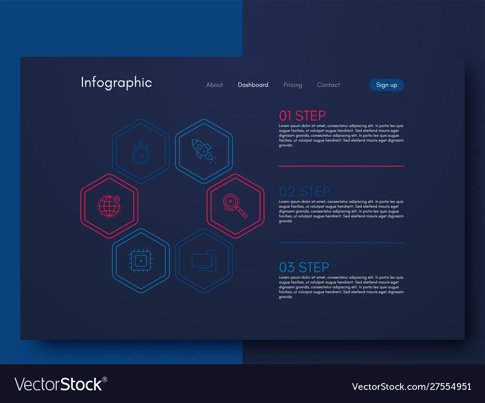 Graphics infographics with six options Royalty Free Vector