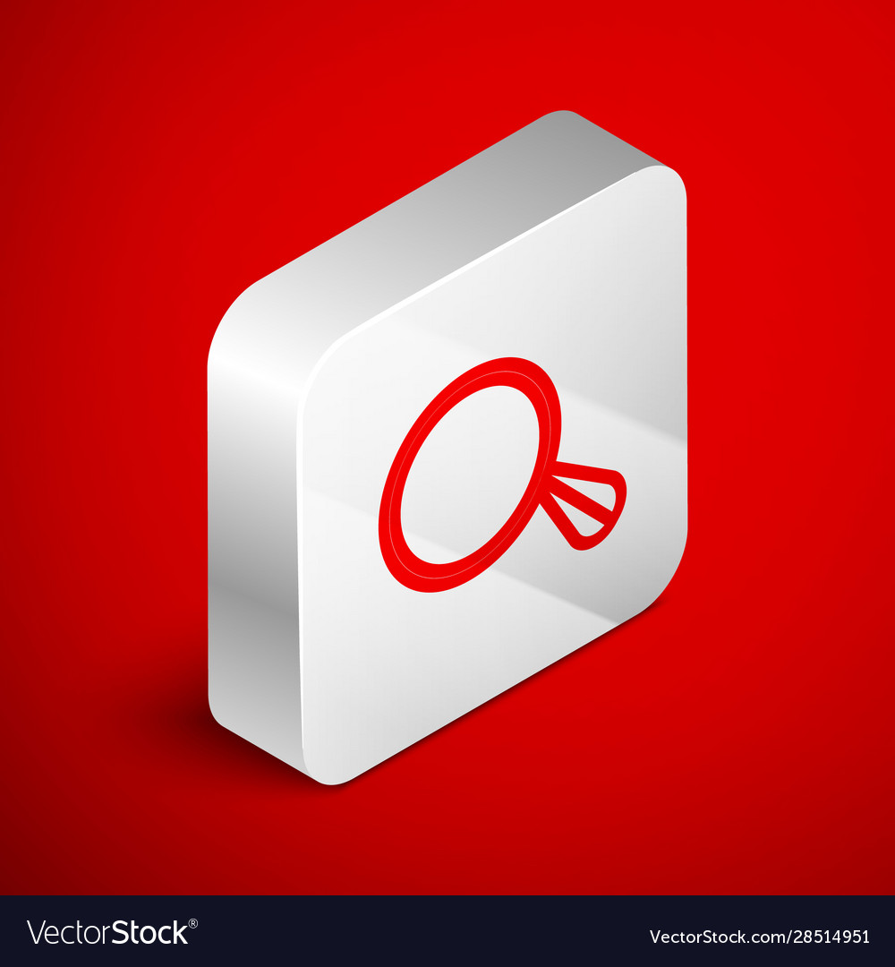 Isometric line car mirror icon isolated on red