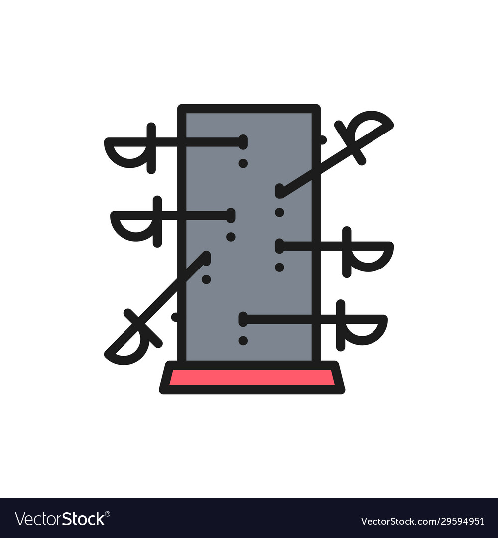 Knife throwing board magic flat color line icon