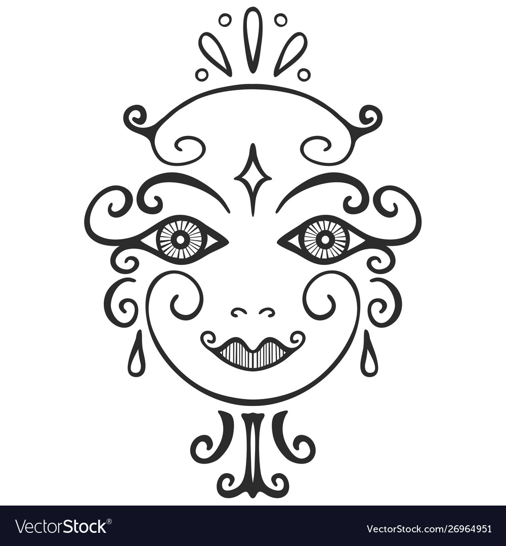 Line art abstract woman face