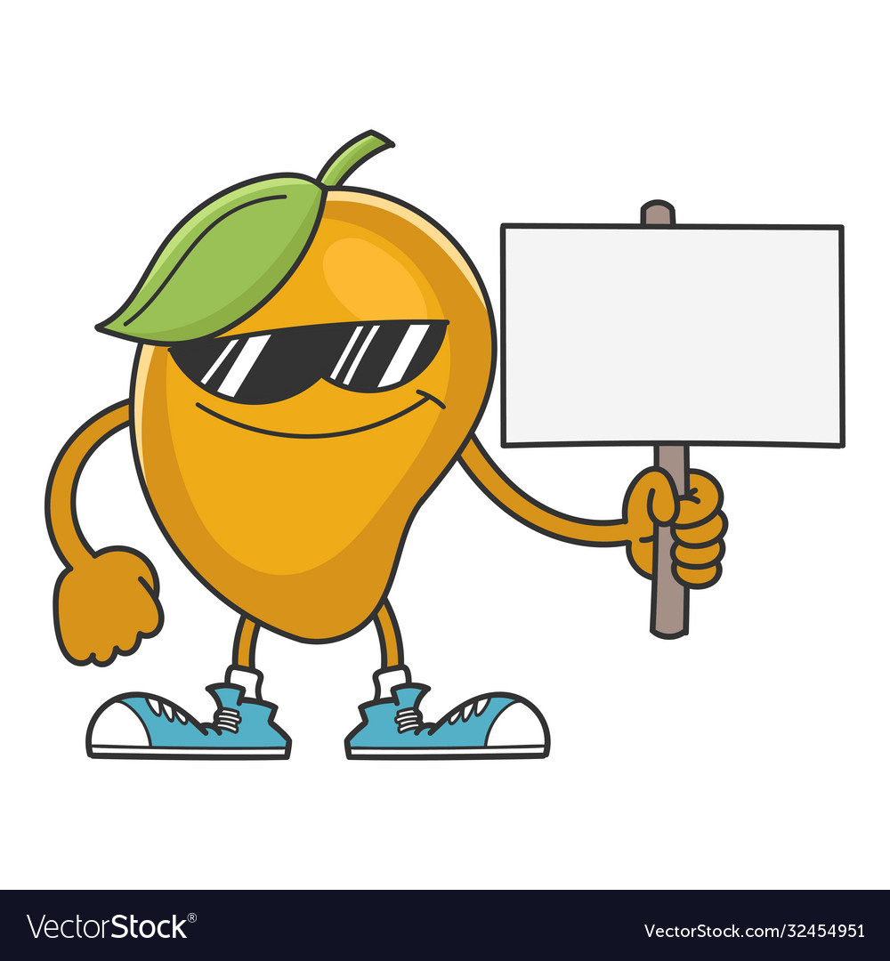 Mango fruit cartoon with sunglasses