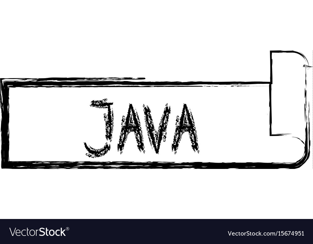 Monochrome blurred silhouette label text of java