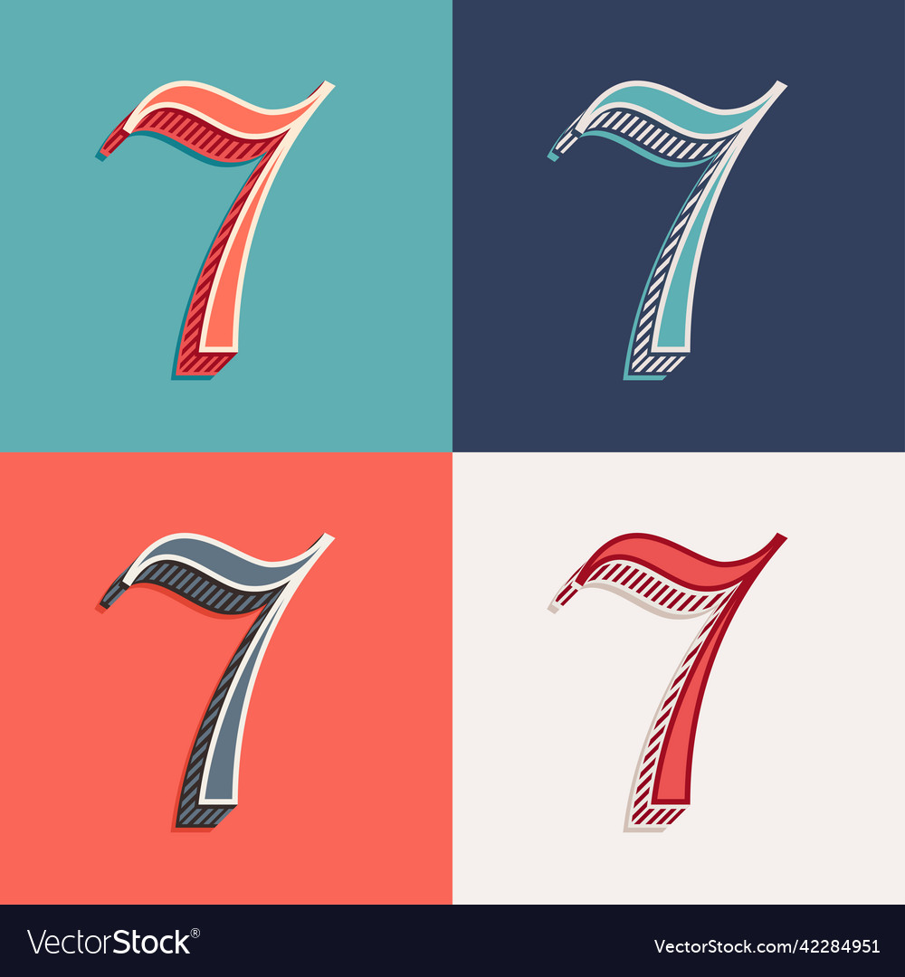 Number Seven Logo In Classic Three Dimensional Vector Image Number Seven Logo In Classic Three Dimensional Vector Image