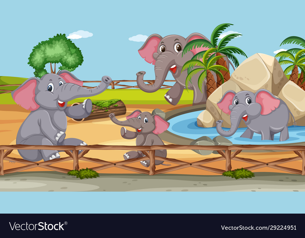 Scene with wild animals in zoo at day time