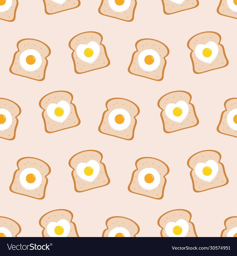 Seamless pattern with fried eggs on toast vector image Seamless pattern with fried eggs on toast