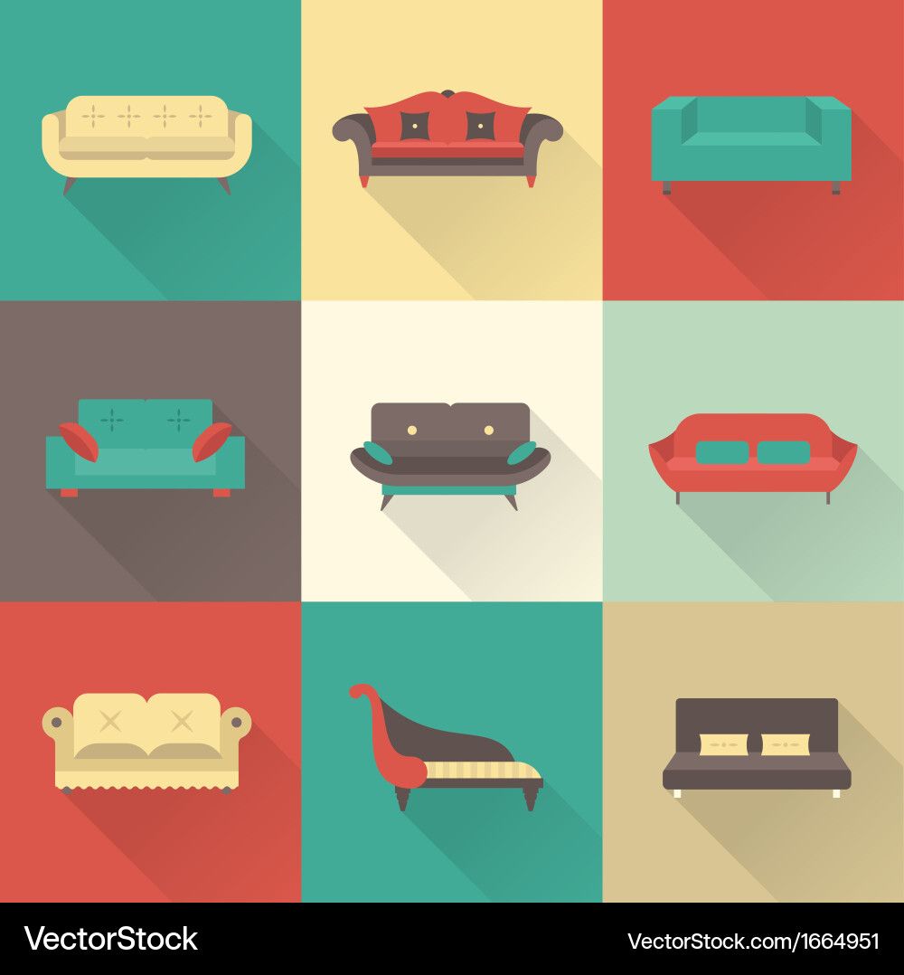 Sofa icons Royalty Free Vector Image - VectorStock