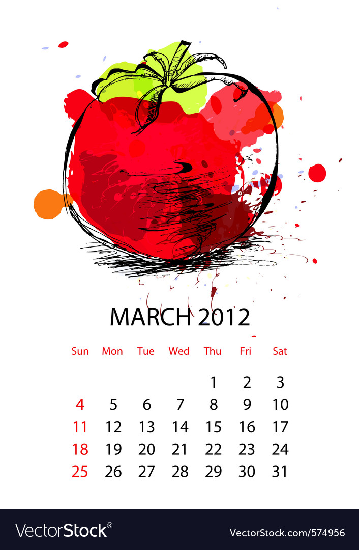 Calendar for 2012 with vegetables Royalty Free Vector Image