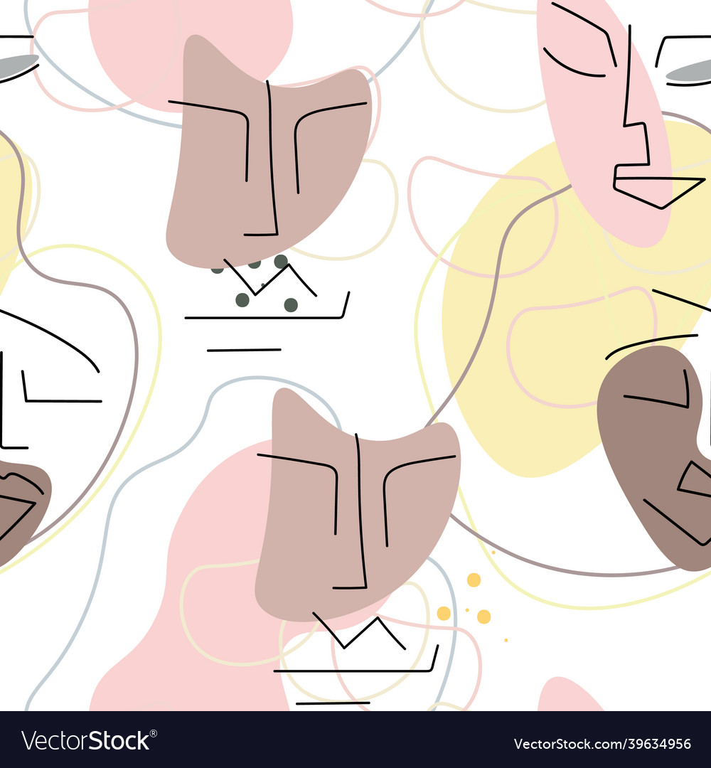 Face line pattern abstract drawing seamless print vector image Face line pattern abstract drawing seamless print