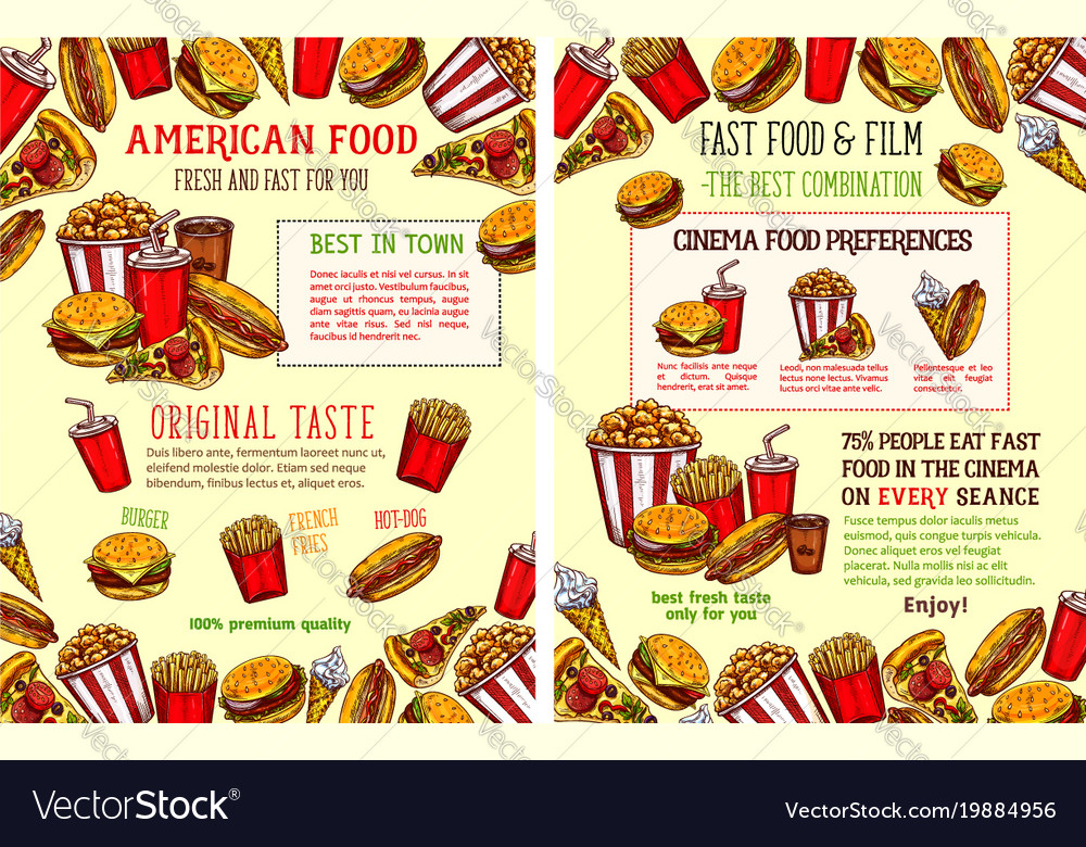 Fast food restaurant and burger cafe poster design