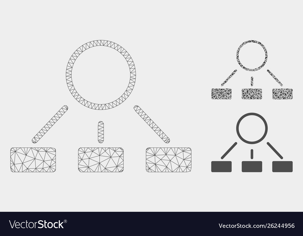 Hierarchy mesh carcass model and triangle vector image Hierarchy mesh carcass model and triangle