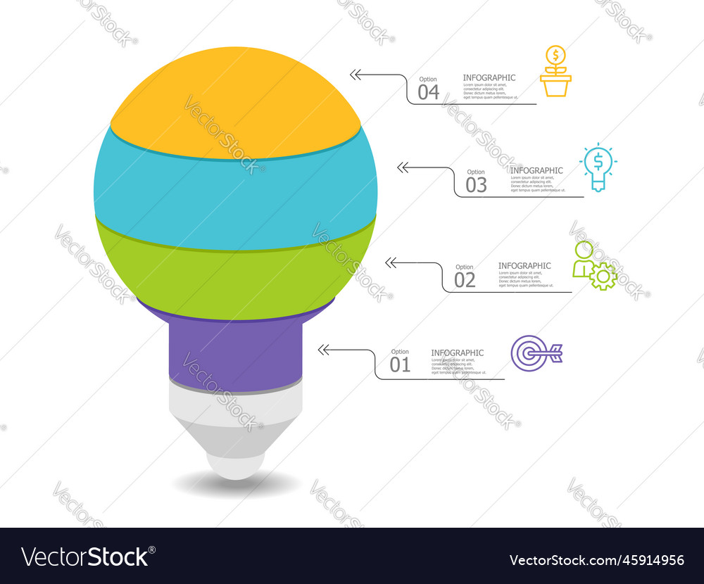 Light bulb background infographic element report vector image Light bulb background infographic element report