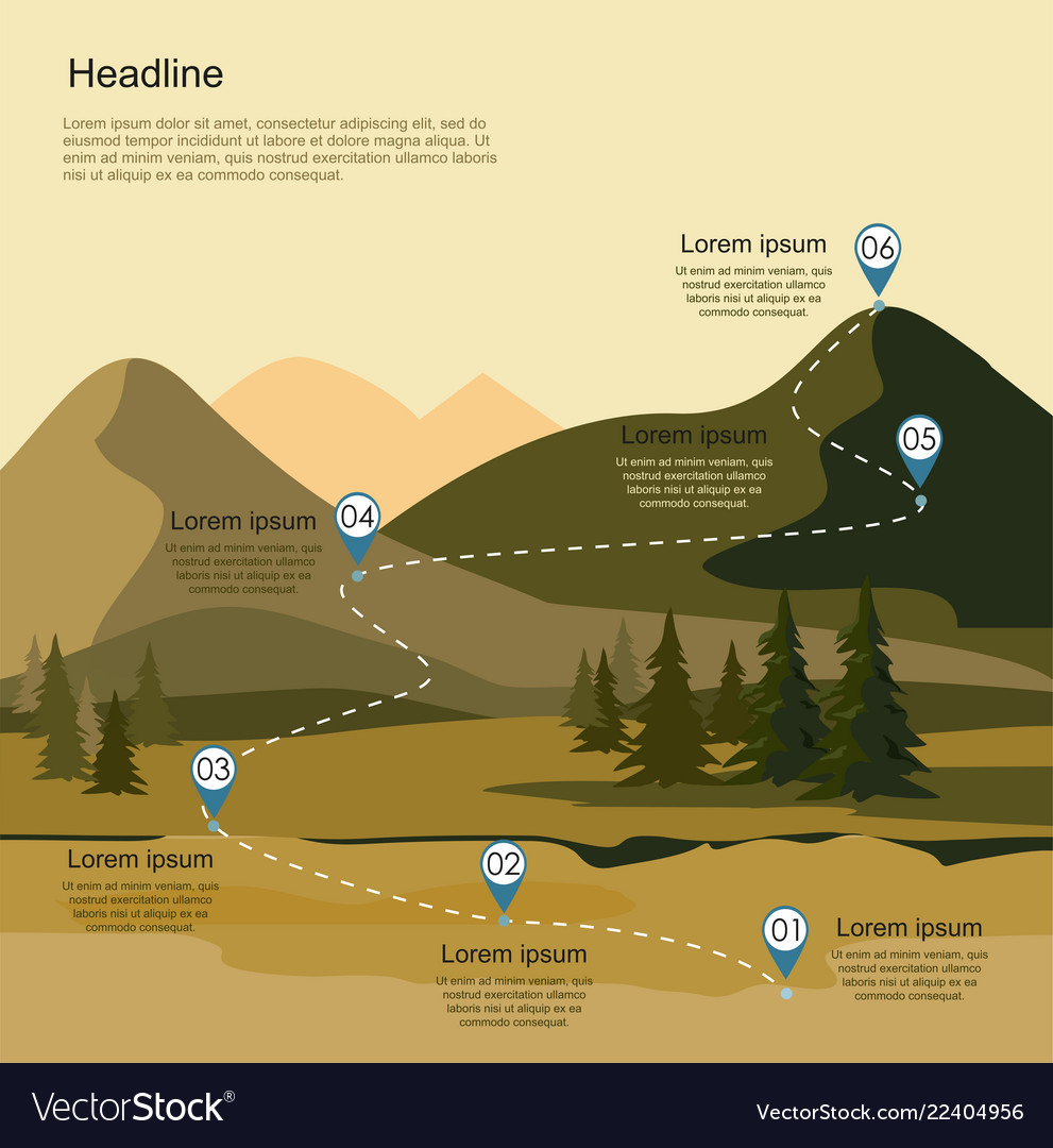 Mountain landscape with fir forest tourism route Vector Image