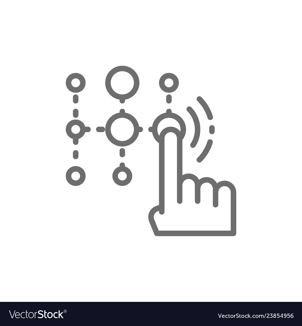 Pin code password and unlock identification line Vector Image