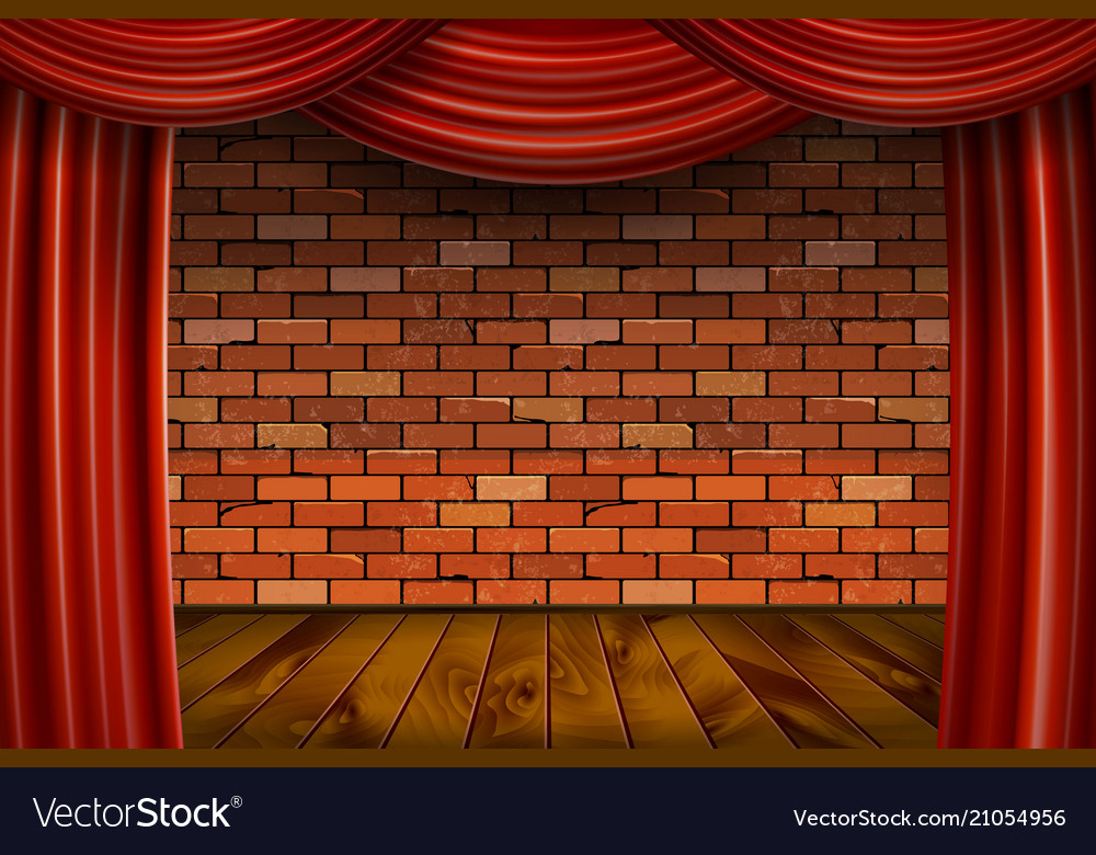 Red Curtains On Brick Wall Background Royalty Free Vector Brick Wall Background Royalty Free Vector