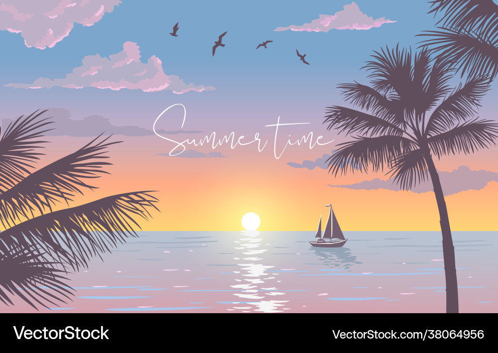 Sunset sea Royalty Free Vector Image - VectorStock