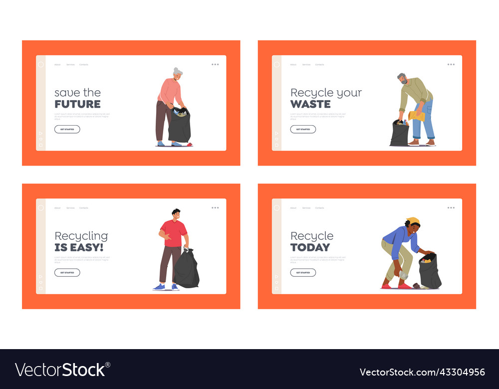 Volunteers cleaning garbage landing page template