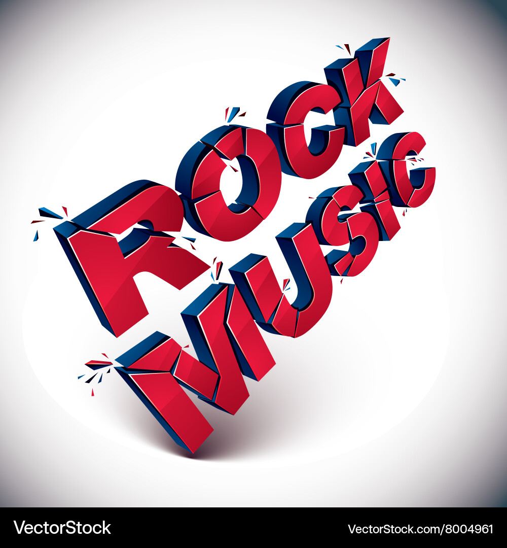 3d Rock Music Word Broken Into Pieces Demolished Vector Image