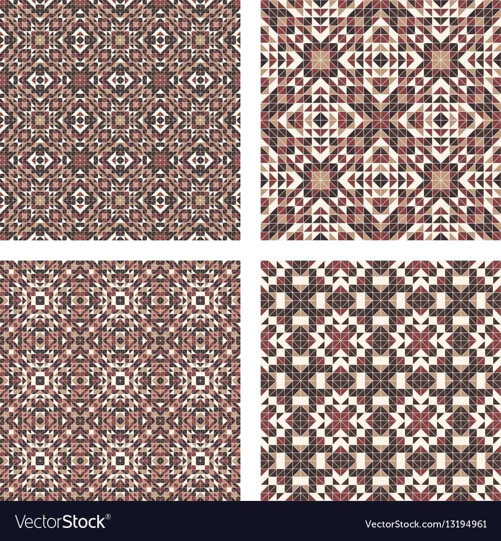 Abstract triangle tile pattern background set