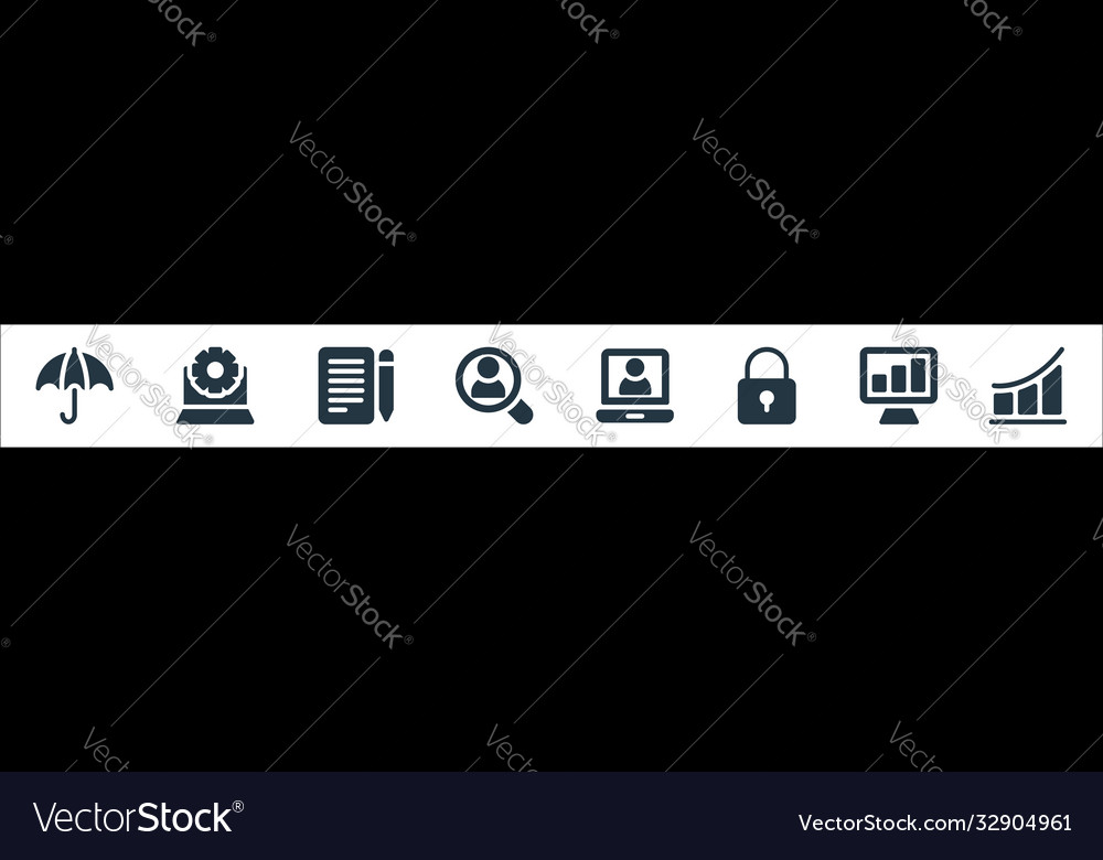 Business line icons linear set quality vector image Business line icons linear set quality