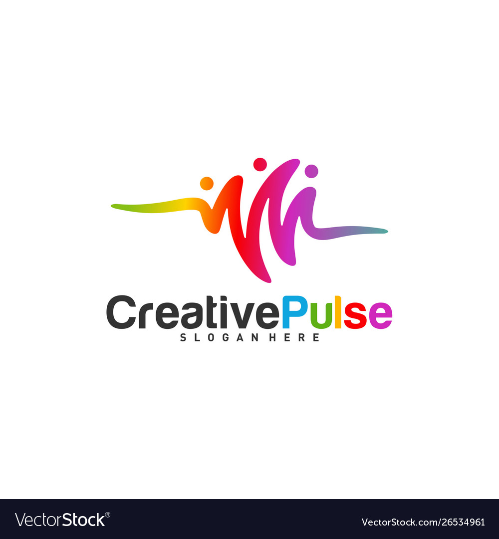 Colorful pulse logo concepts people Royalty Free Vector