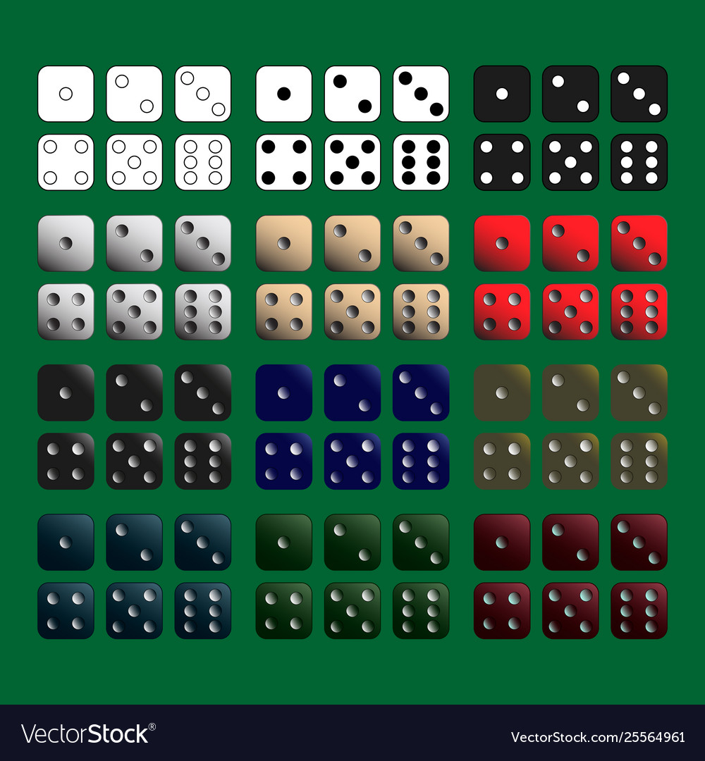 Dice set different colors and graphics