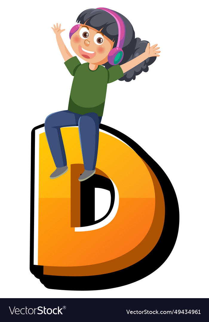 English letters d alphabet font with cartoon Vector Image