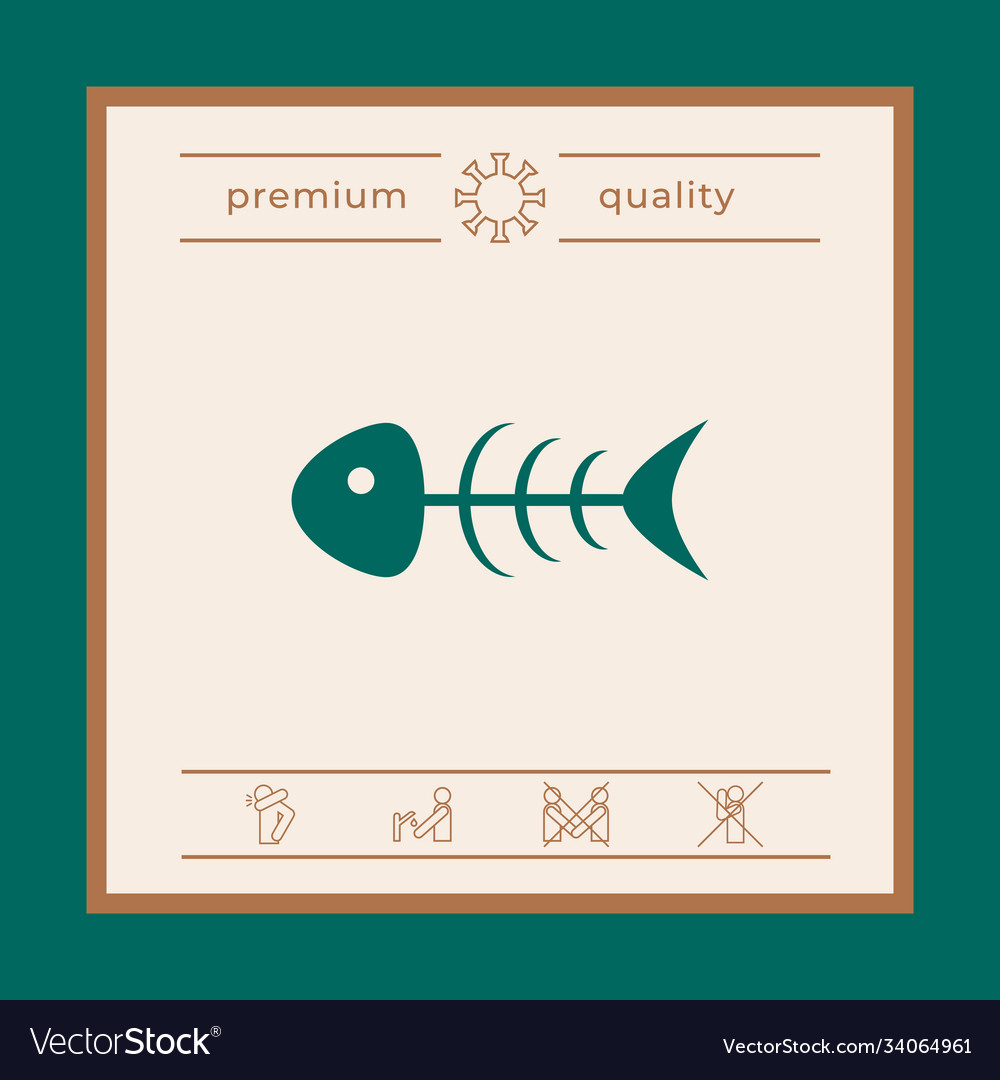 Fish skeleton icon graphic elements