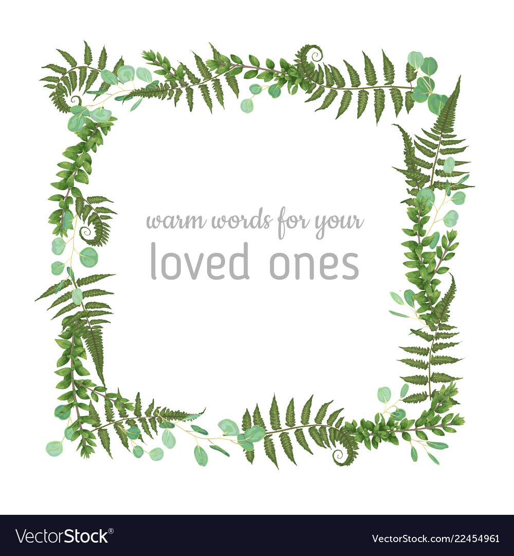 Floral card design green fern forest leaves