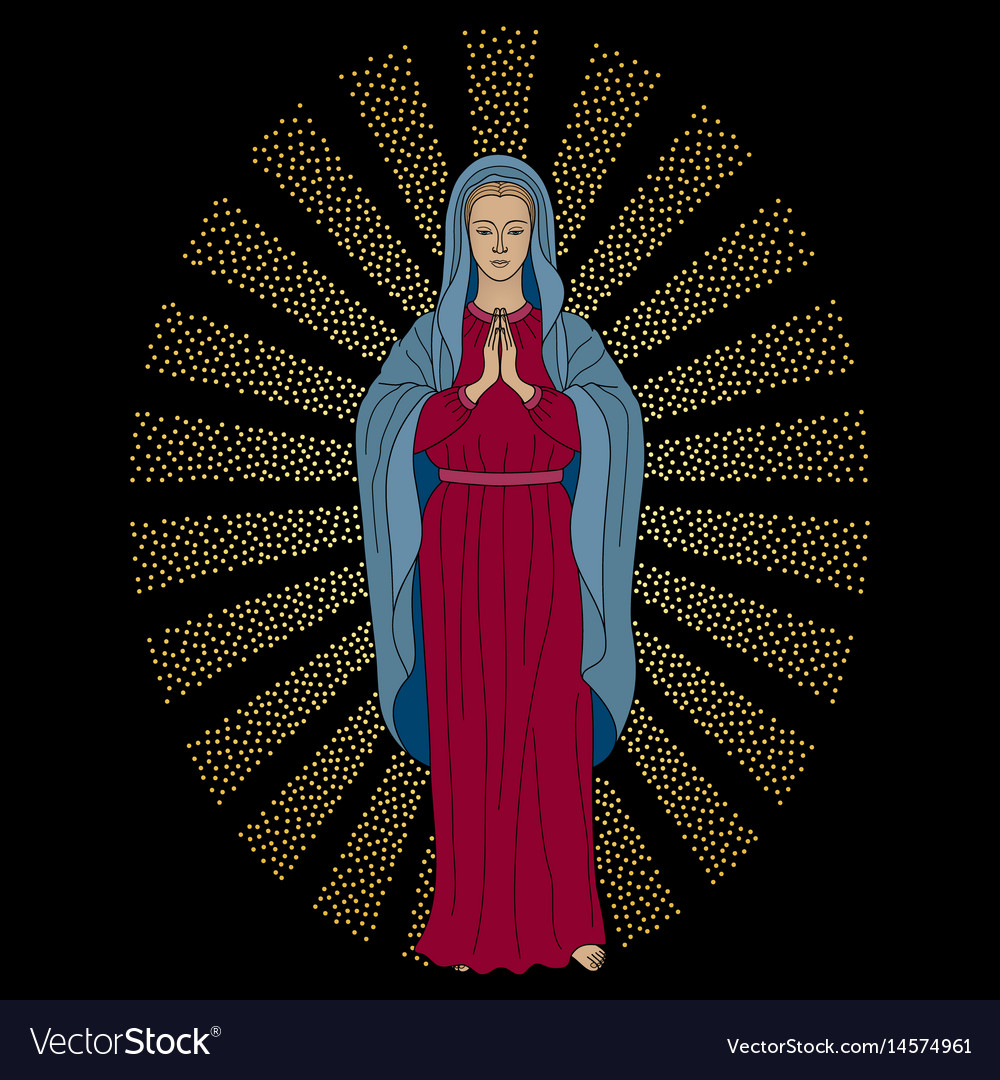 Praying virgin mary Royalty Free Vector Image - VectorStock