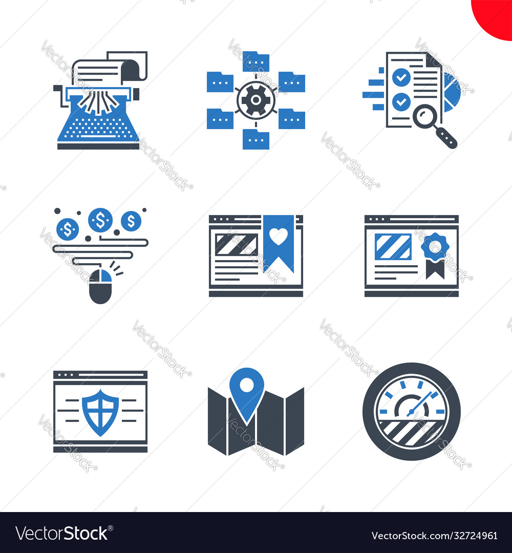 Seo and web opimization icons set