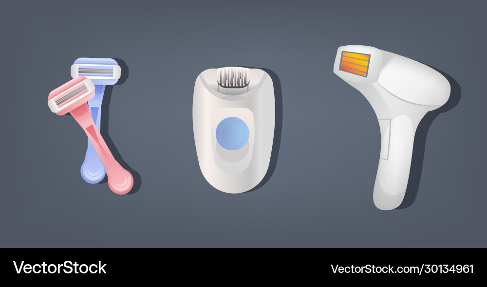 Set modern laser electric epilators and shaving Vector Image