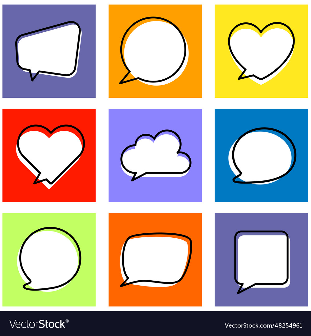 Set of colorful isolated speech bubbles vector image Set of colorful isolated speech bubbles