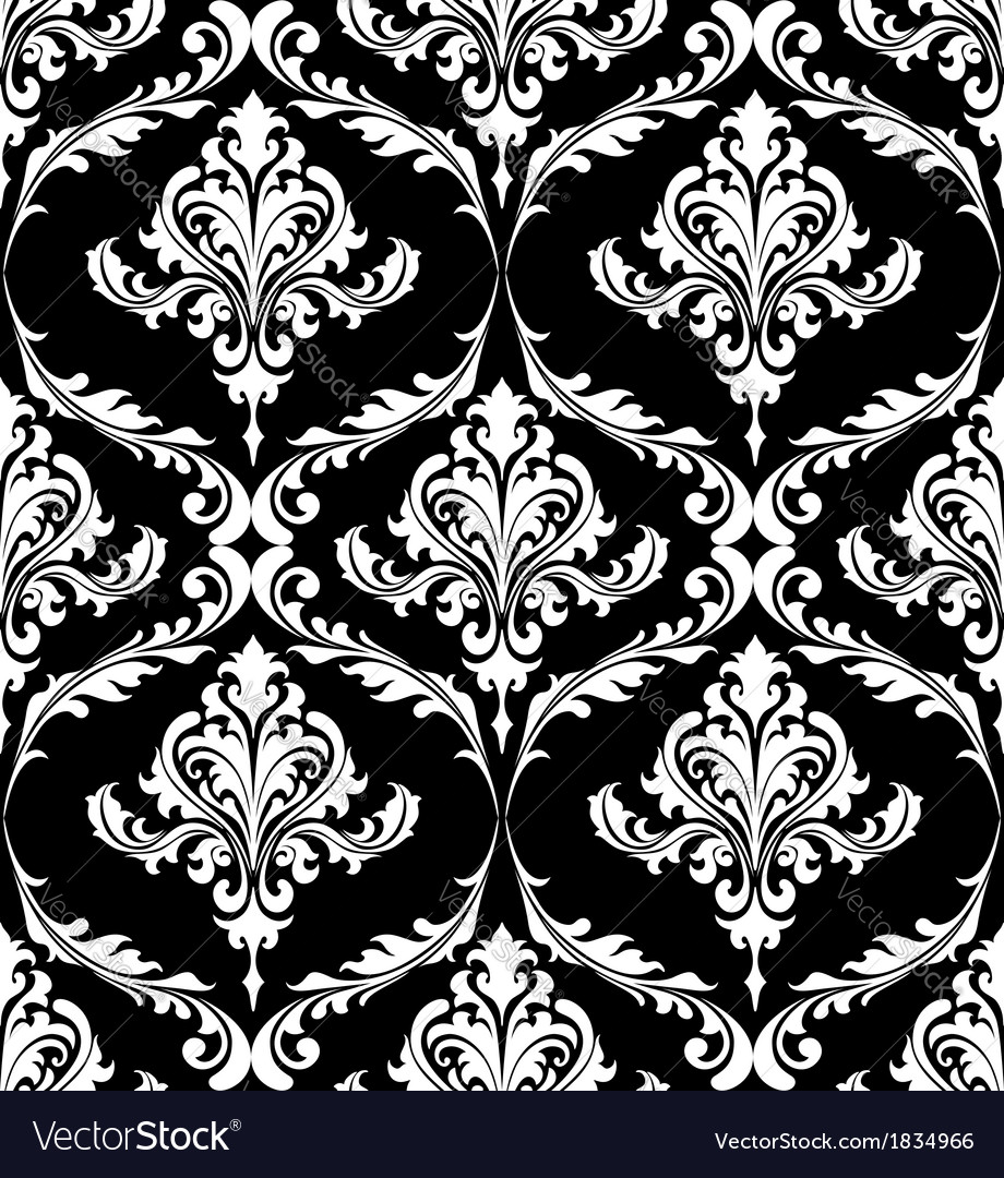 black and white damask print