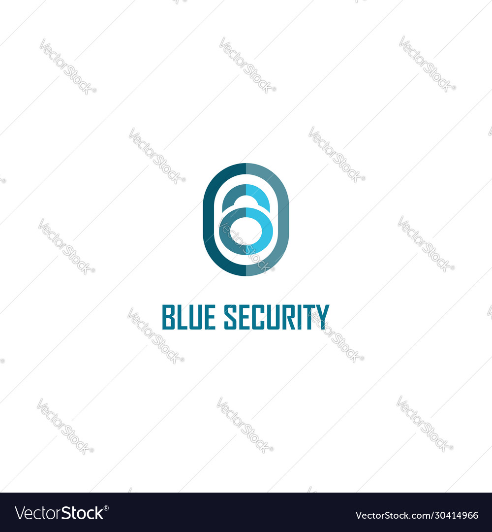 Blue security logo design template padlock Vector Image