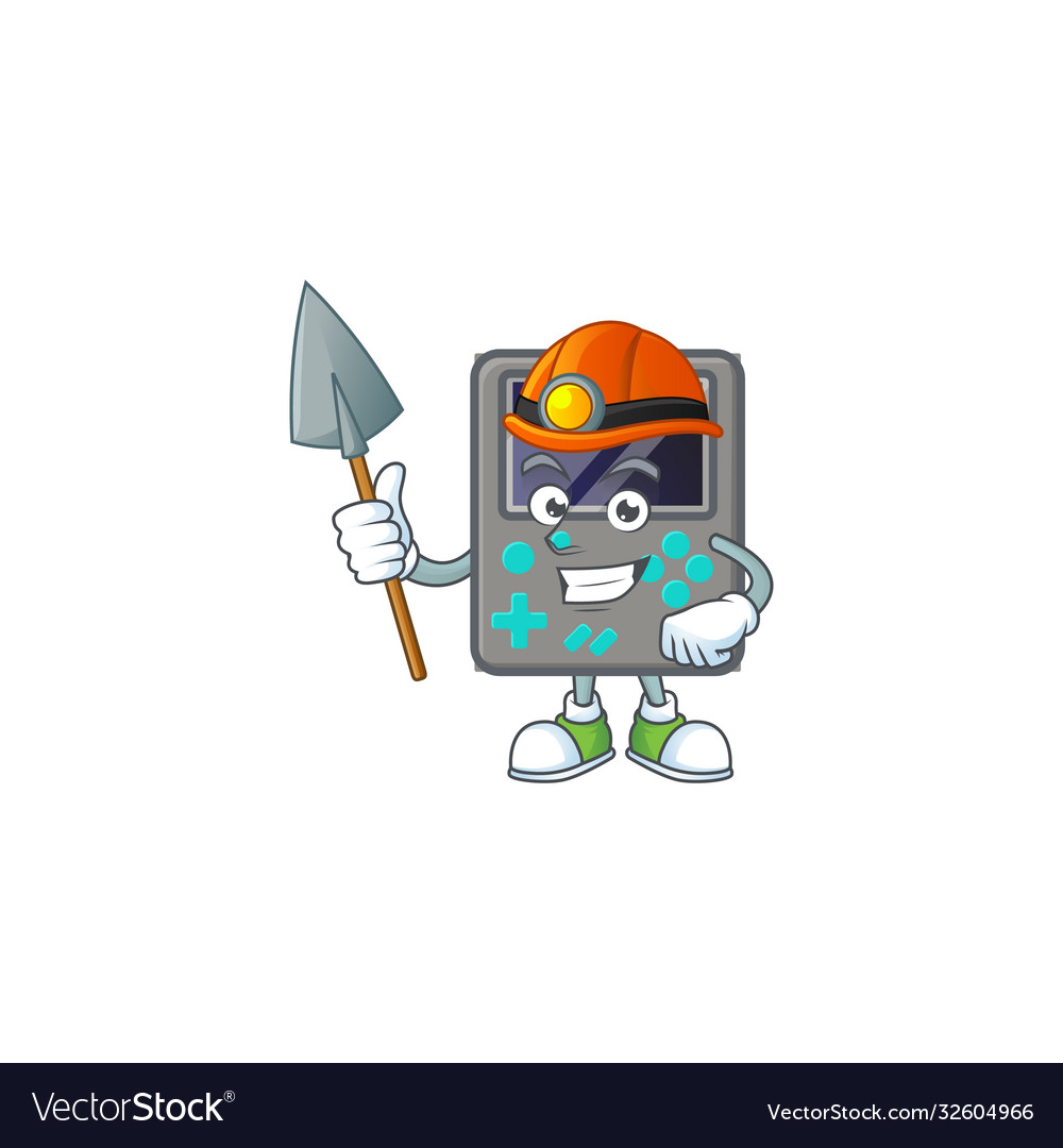 Cool clever miner game console cartoon character