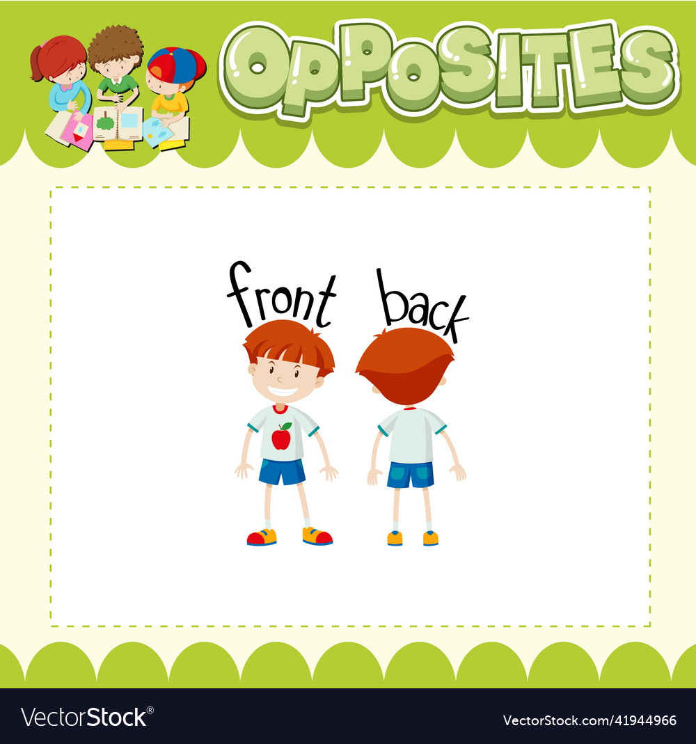 Education word card of english opposites Vector Image