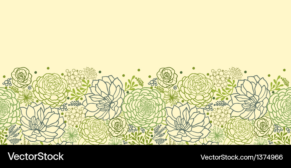 Green succulent plants horizontal seamless pattern