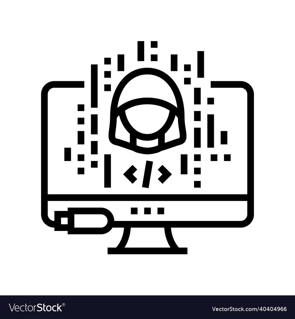 Hacked software line icon vector image Hacked software line icon