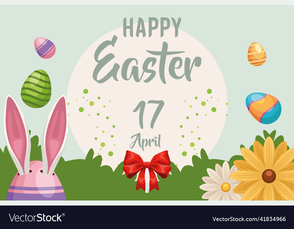 Happy easter lettering poster Royalty Free Vector Image