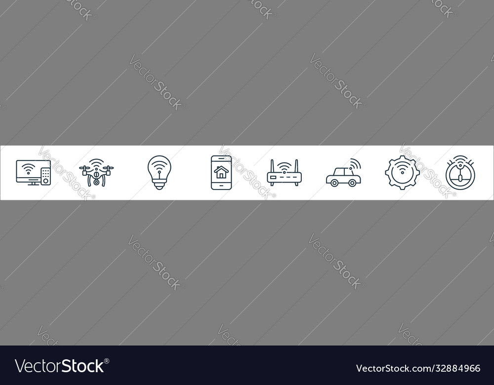Internet things line icons linear set quality vector image Internet things line icons linear set quality