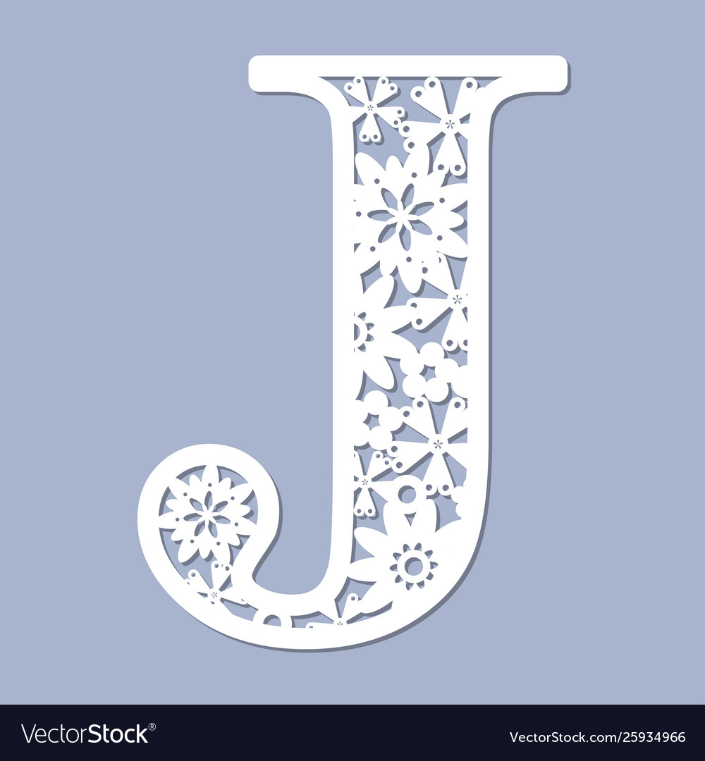 Laser cutting pattern letter j Royalty Free Vector Image