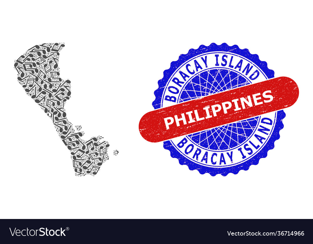 Music notation pattern for boracay island map vector image Music notation pattern for boracay island map