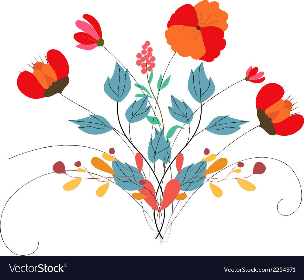 Background with flowers in retro style